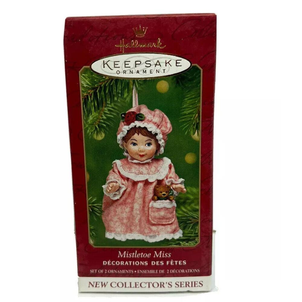 NEW MISTLETOE MISS 2001‎ Hallmark Ornament FIRST in series Porcelain Jointed